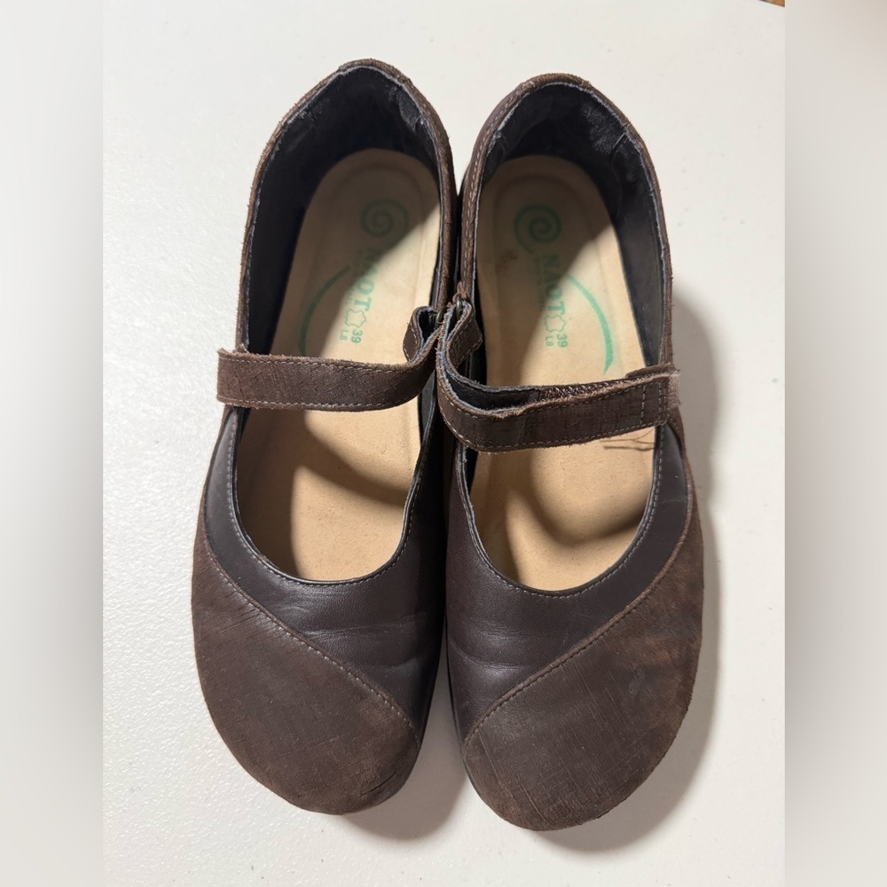 Naot Kirei Brown Suede Leather Mary Jane Comfort Shoes Size 39 US 8-8.5 Support